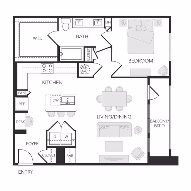 1 Bed • 1 Bath 12105 floor plan